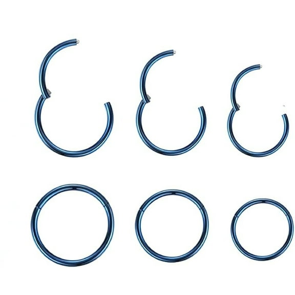 3Pairs/Pcs 18G Surgical Steel Hinged Clicker Segment Nose Rings Hoop Helix Cartilage Daith Tragus Sleeper Earrings Body Piercing for Women Men 6mm 8mm 10mm