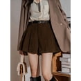 thumbnail image 5 of Womens Corduroy Pleated Casual Wide Leg Shorts for Women High Waist Comfortable Summer Bottoms Brown S, 5 of 9