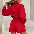 thumbnail image 4 of vdgthytj Tracksuits Women 2 Piece Set Stand Collar Full Zip Drawstring Jacket Elastic Waist Shorts Hiking Outdoor Windbreaker Outfits(X-Large,Red), 4 of 6