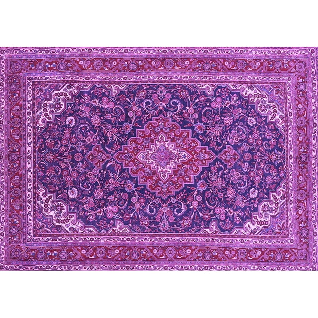 Ahgly Company Indoor Rectangle Medallion Purple Traditional Area Rugs