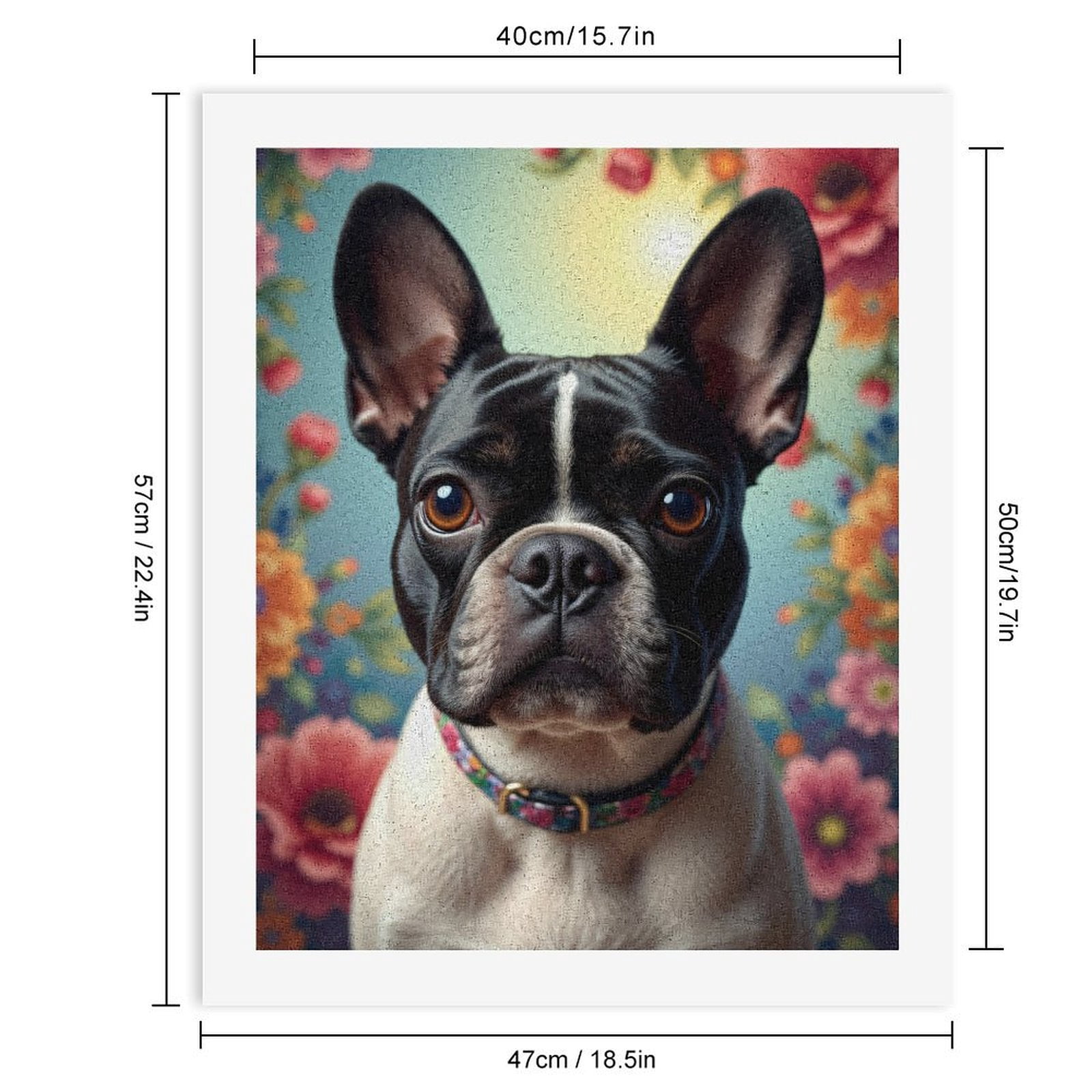 Paint By Numbers Kit for Adults Beginner - Dog Floral Background Pug Art DIY Canvas Painting Kits for Adults, Frameless Paint By Number for Adults for Home Wall Decor 16x20 Inch