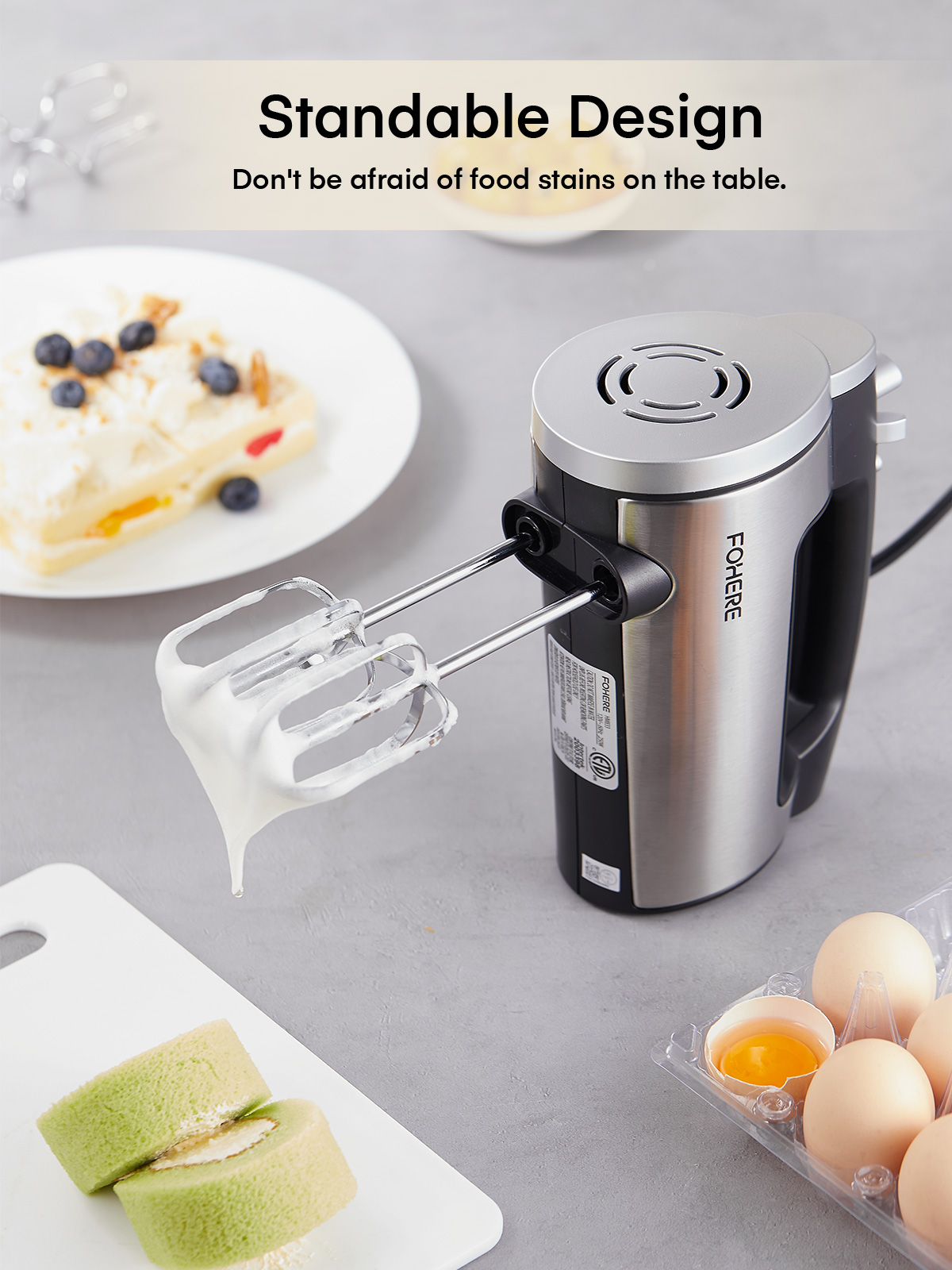FOHERE Hand Mixer, 6-Speed, 300W photo 6