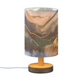 thumbnail image 2 of Blue Marble with Gold Bedside Table Lamp LED Warm Lights with USB Charging Port Retro Cylinder Desk Lamps for Bedroom Living Room Office Coffee Bar Decoration, 2 of 7
