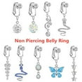 thumbnail image 5 of Women Non Piercing Clip On Earrings Belly Button Ring Butterfly Navel Rings Faux Belly Piercing Body Jewelry Fake Belly Ring 6, 5 of 8