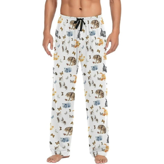 GZHJMY Cat Pajama Pants for Men, Lounge Pants Lightweight Men Pajama Bottoms with Drawstring Pockets, Christmas New Year Birthday Gifts, Small