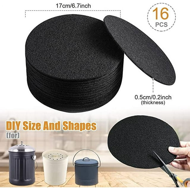 16 Pieces Compost Bin Bucket Filter Spare Parts Round Portable Single Use Replacement Home Garbage Can Water Dust Filters Accessories