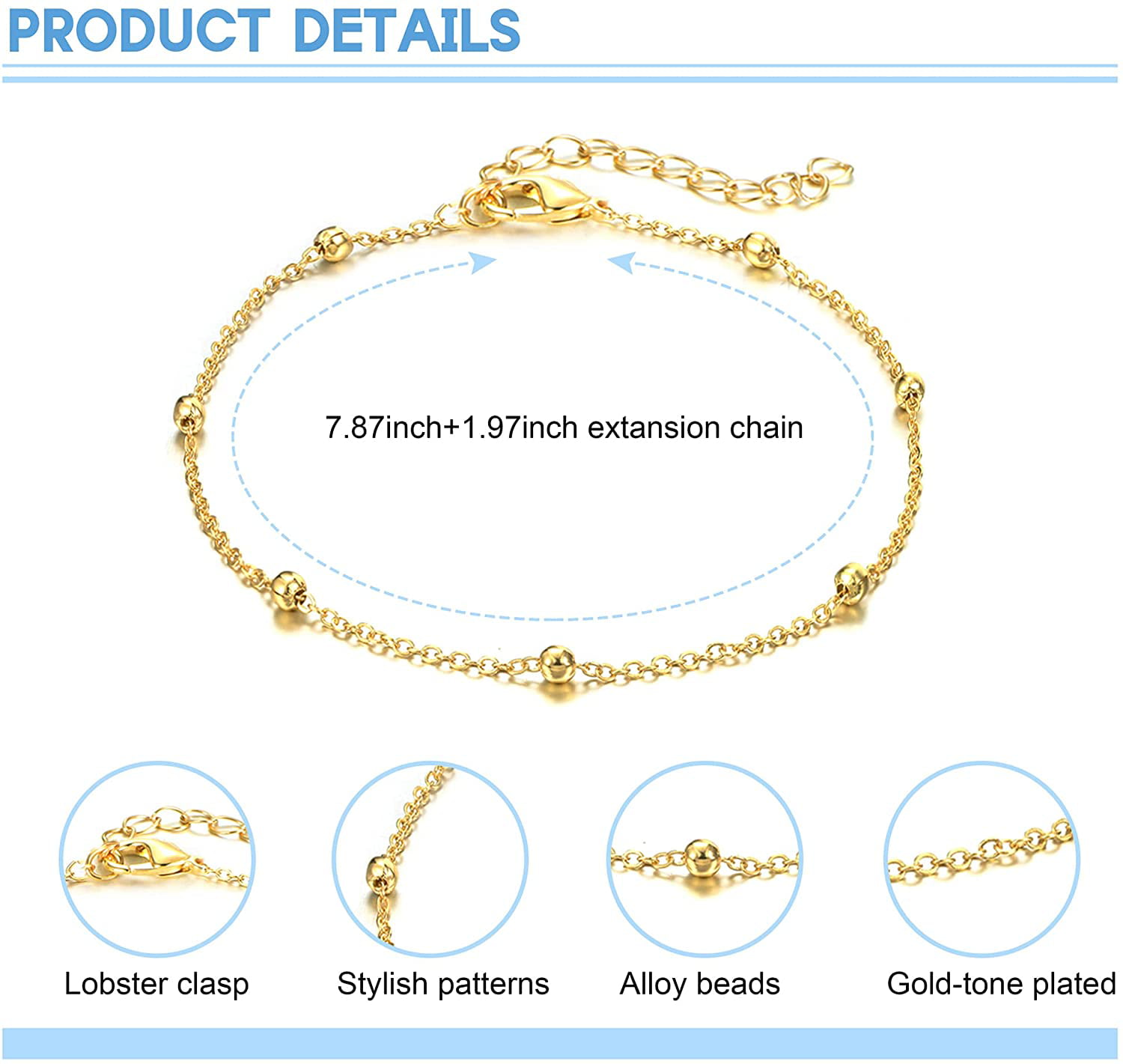 MILACOLATO 12Pcs Women's Ankle Bracelets Adjustable Silver Gold Plated Butterfly Star Layered Ankle Chain Dainty Rhinestone Cute Charm Bracelets Summer Beach Foot Jewelry