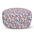 thumbnail image 1 of Renaissance Pouf Cover with Zipper, Watercolor Soft Toned Summer Blooms Revival Seasonal Flourish Shabby Art, Soft Decorative Fabric Unstuffed Case, 30" W X 17.3" L, Coral Night Blue, by Ambesonne, 1 of 5