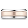 thumbnail image 2 of Benchmark� 14 kt Two Tone Goldd 8mm Comfort-fit Drop Bevel Satin Finish Milgrain Design Wedding Band Ring, 2 of 7