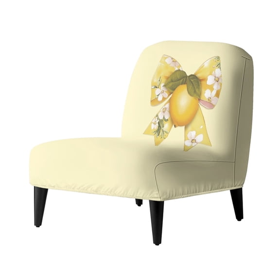 HELLHERO Lemon Bow Bloom Stain Protection Dustproof Chair Cover Anti Scratch Armless Accent Chair Washable Cover for Armless Chair