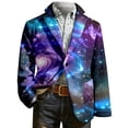 thumbnail image 4 of oqasdz Mens Blazer Corduroy Jacket Unique Starry Sky Print Fashion Modern Gentleman Classic Fit Stretch Dress Coat Travel Party Business Formal, 4 of 4