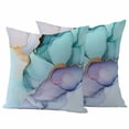 thumbnail image 2 of Pack of 2 Outdoor Pillow Covers 16x16 Inch Waterproof Teal Purple Marble Throw Pillow Covers,Decorative Couch Pillow Shams Protectors Modern Abstract Luxury Ink Painting Patio Cushion Pillowcases, 2 of 8
