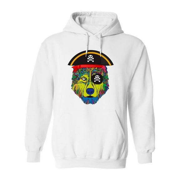 Colorful Pirate Dog Hoodie Men -Image by Shutterstock, Male 3X-Large
