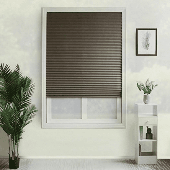 2 Pack Self-Adhesive Blackout Window Blinds, Cordless No-Drill Pleated Fabric Shades for Room Darkening in Bathroom, Kitchen, Office, 60x150 cm (W x L)