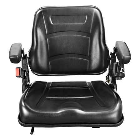 KFFKFF Universal Tractor Seat, Adjustable Folding Seat with Micro Switch, Safety Belt, and Armrests, Slot Range 6.3-13.4 inches for Loaders and Excavators