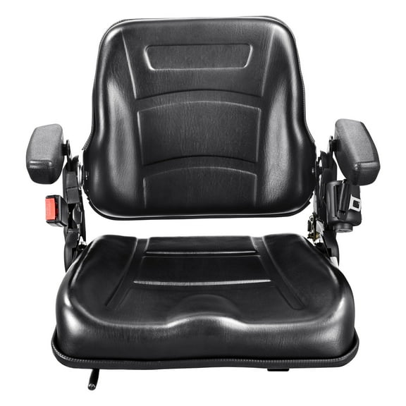 KFFKFF Universal Tractor Seat, Adjustable Folding Seat with Micro Switch, Safety Belt, and Armrests, Slot Range 6.3-13.4 inches for Loaders and Excavators