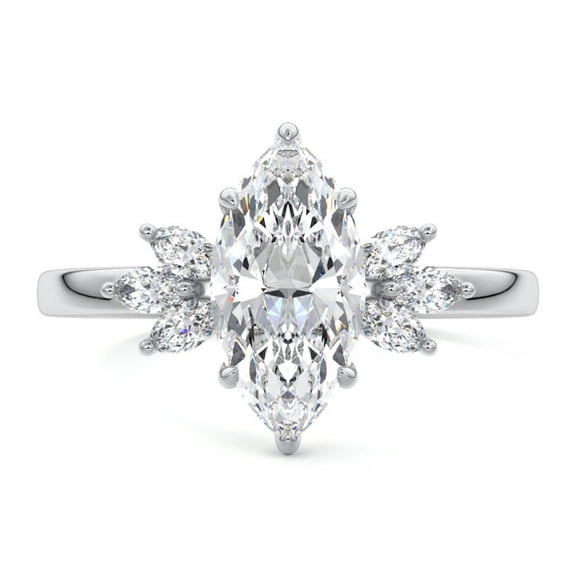 Golden Jewelry Marquise Cut 1.7 Ct Moissanite Engagement Ring - 14K White Gold Plated Wedding Ring - Wedding Anniversary Gifts - Valentine Proposal Ring - Promise Gifts for her - New Year Gifts