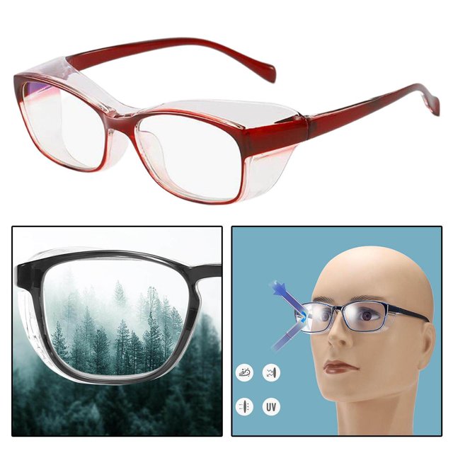 Xingzhi Lunettes de Sécurité avec Verres Transparents Anti-Buée Résistants aux UV Rouges