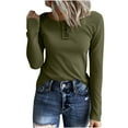 thumbnail image 7 of Ashirexll Winter Tops for Long Sleeve Shirts for Casual Solid Color V-Neck Button Down Knit T-Shirt Blouse, 7 of 7