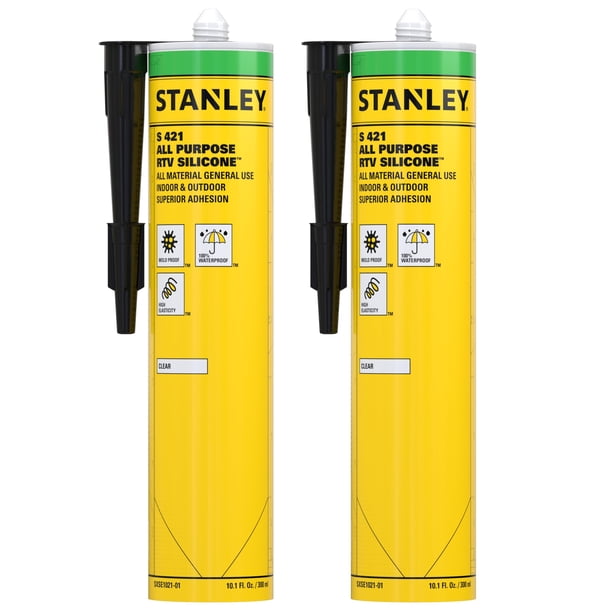 Sellador de silicona STANLEY S 421 multiusos, 300 ml, transparente, paquete de 2