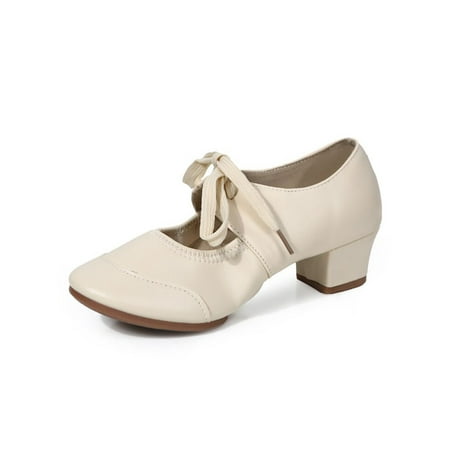 

SIMANLAN Women Non-Slip Modern Mid Heel Dance Shoe Tango Comfort Cut Out Latin Dancing Shoes White 8