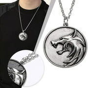 HTGFGMGW Witcher Medallion Necklace Witcher Necklace Wizard Medallion Necklace Geralt of Rivia Wolf Necklace for Men Wild Hunt Wolf Medallion Necklace Wild Hunt Geralt Necklace Wolf Jewelry for Men
