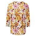 thumbnail image 5 of Alllist Womens Tops Clearance Under $10 Yellow Crew Neck Floral 3/4 Sleeve T-Shirts Summer Blouses, 5 of 5