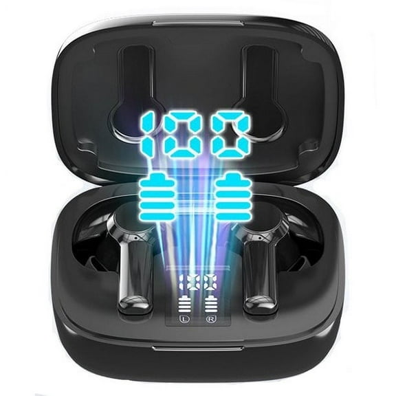 Wireless Earbuds, Bluetooth 5.2 Headphones High-Fidelity Stereo Sound Quality in Ear Headset, Built-in Mic LED Charging Case Noise Cancelling Earphones for Smartphones Laptops Running Gym,black