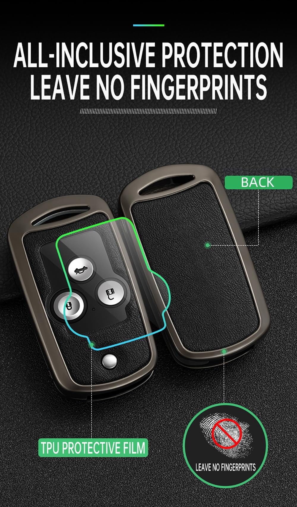 Flip Folding Key Fob Jacket Fit for Honda Accord 2008-2012 Metal Key Skin Leather Key Shell Double Protection Key Case Fit for MDX RDX TL TSX ZDX 2008-2013