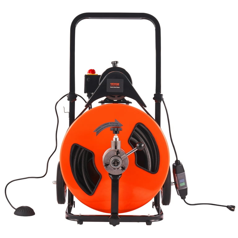 Commecial Sewer Snake Drain Auger Cleaner 100 Ft Long 1/2 x 100' w 4  Cutter, Foot Switch