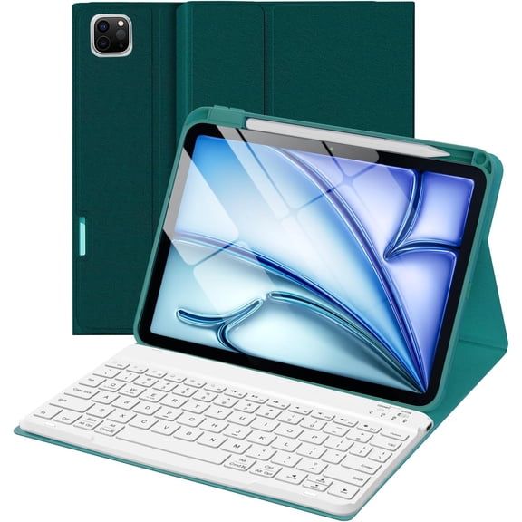 EFFFERTWQL-MERATM Keyboard Case for iPad Air 13 inch (M3 2025/M2 2024) & iPad Pro 12.9 inch (6th/5th/4th Gen) - Detachable Wireless Keyboard, Multi-Angle Folio Cover with Pencil Holder, Auto Sleep/Wa