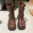 thumbnail image 6 of Brown Women'S Trendy Boots With Buckle Design And Walkable Heel, 6 of 7