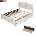 thumbnail image 6 of Euroco Upholstered Queen Size Platform Bed with 4 Drawers, Velvet Fabric, Beige, 6 of 14