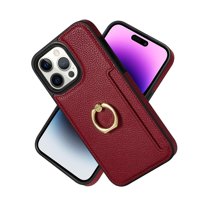 Allytech iPhone 14 Pro Max Case Cover Wallet, Ring Holder Stand Shockproof Anti-Scratch Drop Protection Slim Fit Card Holder Wallet Case for Apple iPhone 14 Pro Max 6.7" - Red