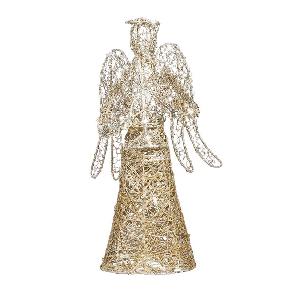 UPOUART Lighted Angel Christmas Tree Topper, Gold Wire Xmas Decor 12"