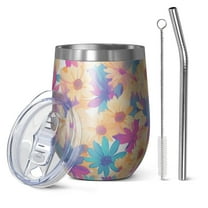 12oz Stainless Steel Insulated Wine Tumbler with Lid and Straw – Double Wall Vacuum Mug for Hot & Cold Drinks, 304 Steel Interior, Sweat-Free Design