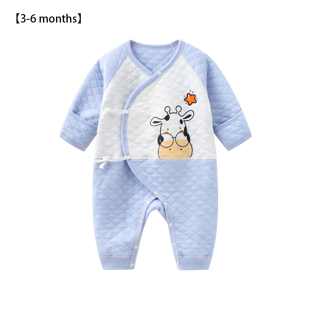 Xingzhi Baby Jumpsuit Cotton Warm Romper Winter Newborn Long Cotton Baby  Jumpsuit Sleeve Outfits, Blue, 52cm | Walmart Canada