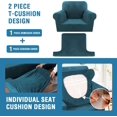 thumbnail image 3 of H.VERSAILTEX 2-Piece Velvet T Cushion Armchair Slipcover, Stretch 1 Cushion Sofa Cover with Separate T Cushion Cover, Non-Slip Furniture Protector, Deep Teal, 3 of 7
