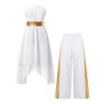 thumbnail image 2 of iefiel Robe Sans Manches Ourlet Irrégulier Métallique avec Pantalon Grand Blanc 14, 2 of 5