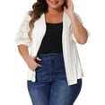 thumbnail image 1 of Cárdigan Plus Size GRACE & GRANDEUR para Mujeres, Ligero, de Manga Corta, Abierto, Suéteres de Encaje 1X Blanco, 1 of 1