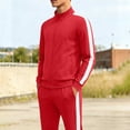 thumbnail image 5 of Zpanxa Boys' Clothing Sets Red Full Zip Track Jacket and Jogger Pants with Side Stripes Sportswear Soccer Training Uniform for Kids Red 12-13 Years, 5 of 7