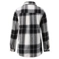 thumbnail image 4 of GYUJNB Women's Flannel Plaid Shacket Jacket Long Sleeve Button Down Wool Blend Shirts Jacket Coats with Side Pockets, 4 of 5