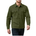 thumbnail image 2 of Casual Men's Winter Coats Shacket Green Button Down Shirt Collar Fall Button-Up Mens Clothes, 2 of 8