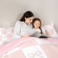 thumbnail image 4 of spefrowx Checkerboard Bowknot King Bedding, Pink Minimalist Print King Bed in a Bag, Pink Reversible, 7pcs, 4 of 6