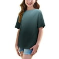 thumbnail image 5 of THDHVS Girls Summer T-Shirts,Summer Casual Tops for Kids,Girls Short Sleeve T Shirts Kids Summer Oversized Tops Casual Crewneck Basic Tees Blue 8-9 Years, 5 of 6