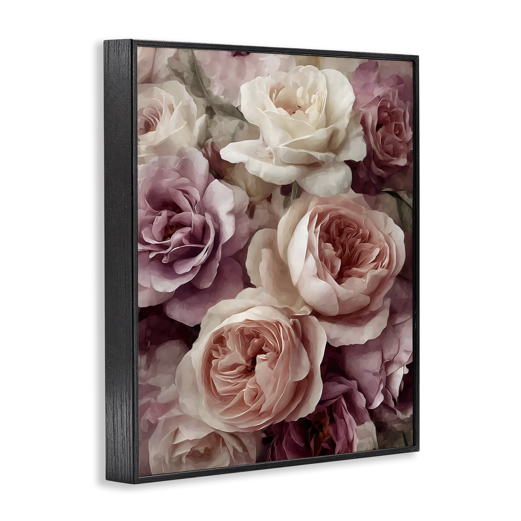 Stupell Industries Sweet Roses in Blush Pink Black Framed Giclee Art, design by Franklyn Gregory