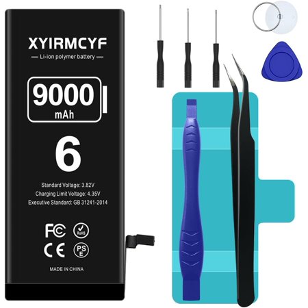 9000mAh Super Capacity Battery Compatible with iPhone 6/6G, 0 Cycle Li-Polymer Replacement Battery for iPhone 6/6G,