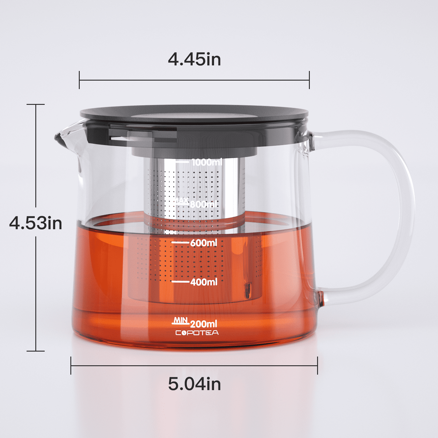 PARACITY Glass Teapot Stovetop 34 OZ with Vertical Stripes, Borosilicate  Clear Tea Kettle with Removable 18/8 Stainless Steel Infuser, Blooming and