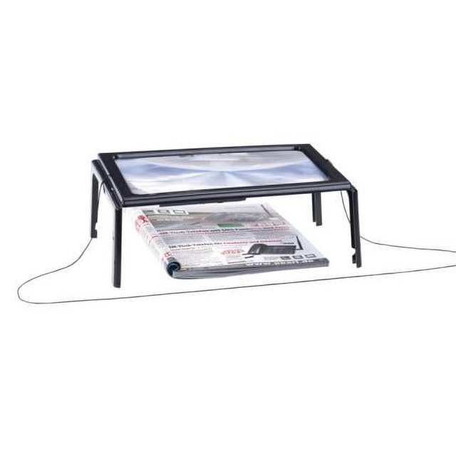 Lupa de escritorio portátil con calidad de imagen nítida, lente acrílica de grado óptico con lupa de página completa para lectura y LED integrados ultra brillantes (negro, XXL)