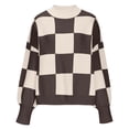 thumbnail image 4 of Azrian Clearance Sweater for Women, Long Sleeve Crewneck Knitted Tops Pullover Sweater Women's New Checkered Round Neck Long Sleeved Knitted Sweater, 4 of 6